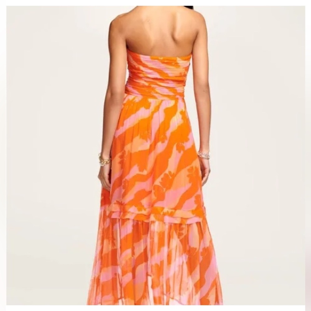 Ramy Brook Bernadette Midi Strapless Dress in Zinnia Combo. Size 10. - Picture 3 of 16